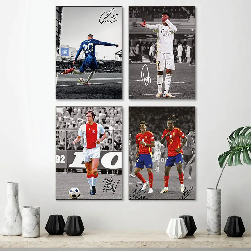 Quadros em Tela de Estrelas de Futebol | Decoração e Arte de Parede Premium