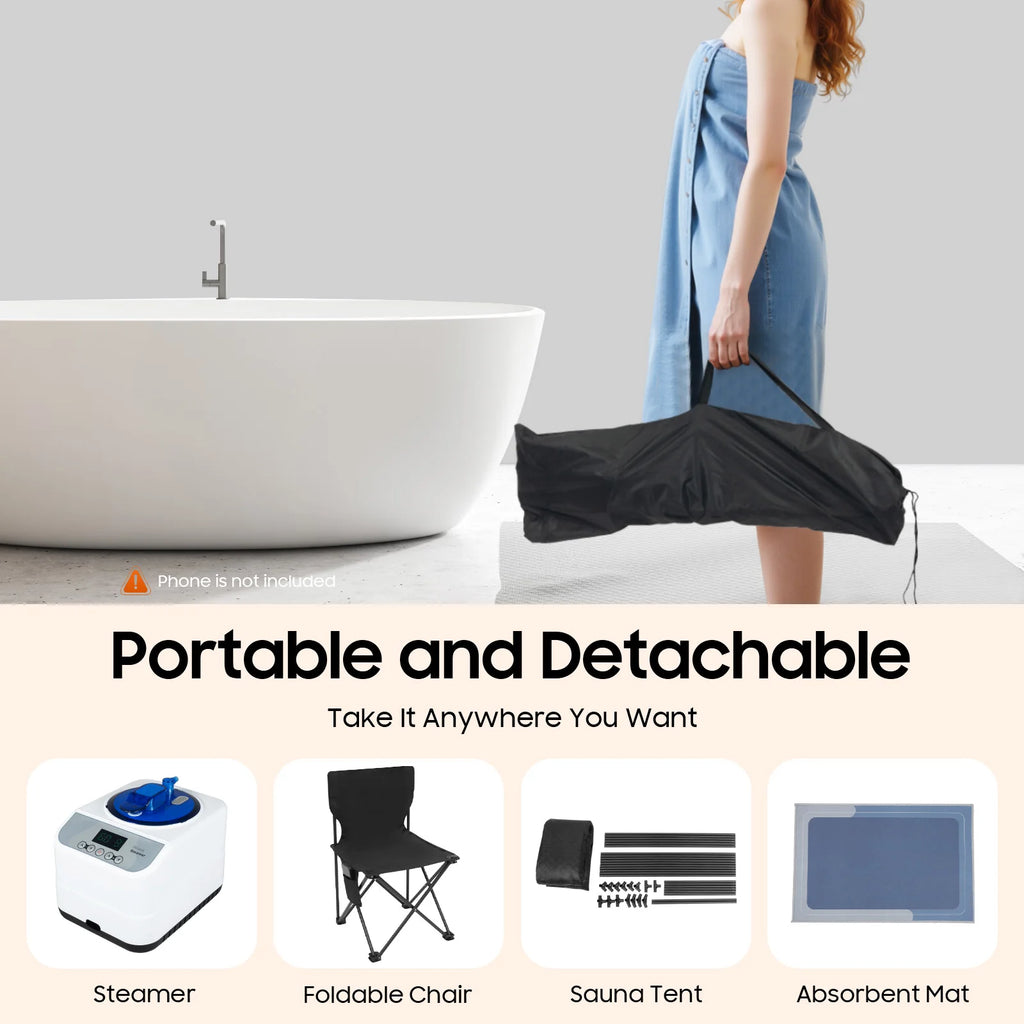 Sauna de Vapor Portátil 3L (1350W) | Desintoxicação e Relaxamento em Casa