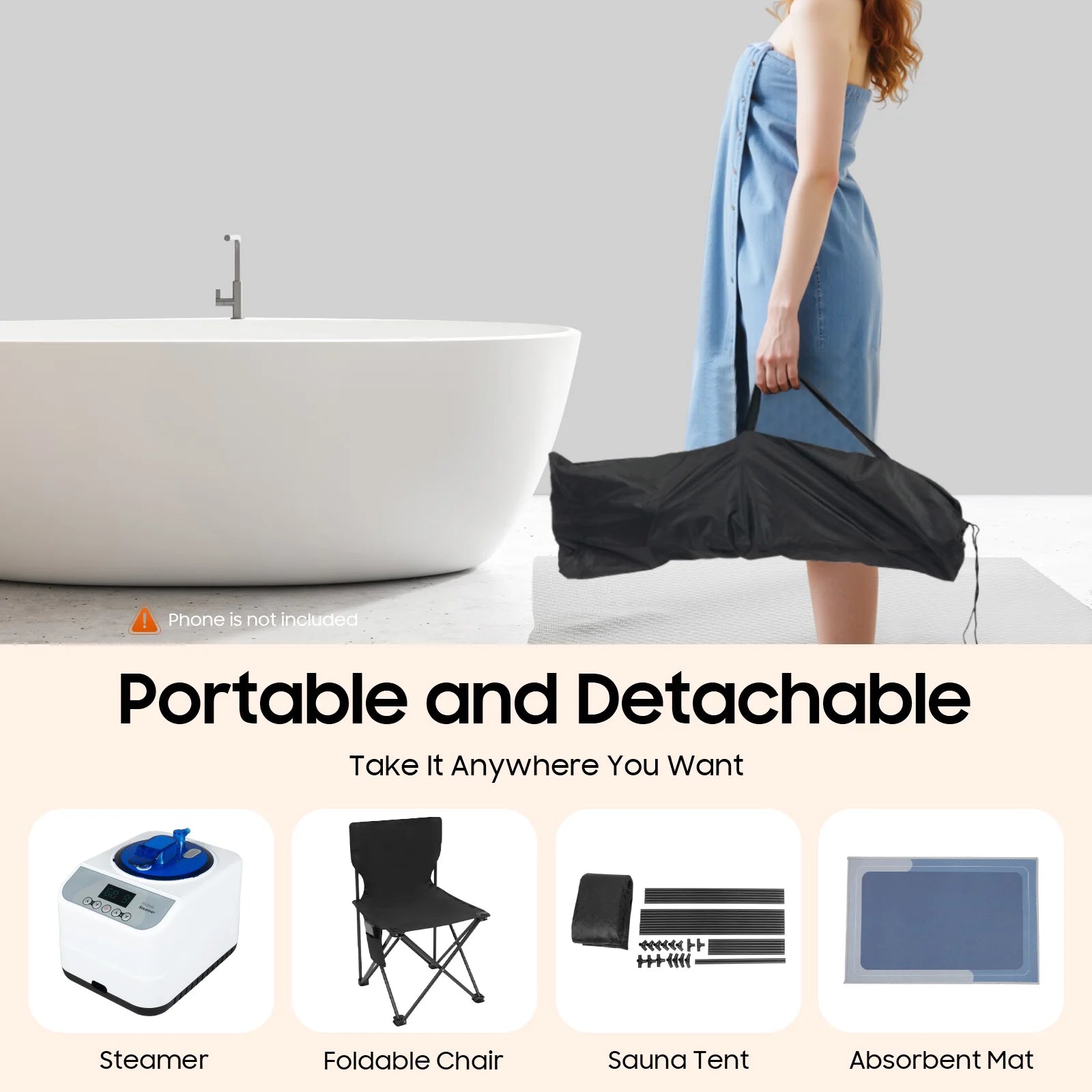 Sauna de Vapor Portátil 3L (1350W) | Desintoxicação e Relaxamento em Casa