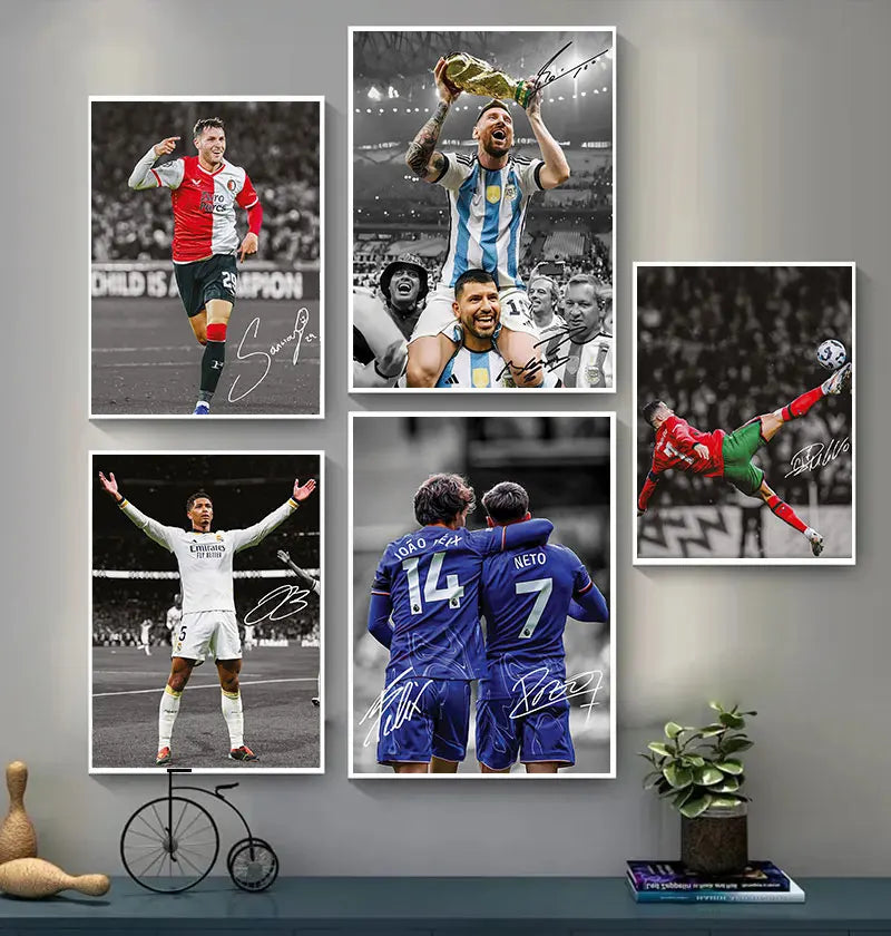 Quadros em Tela de Estrelas de Futebol | Decoração e Arte de Parede Premium