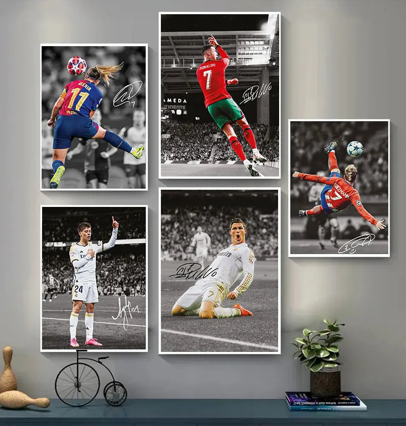 Quadros em Tela de Estrelas de Futebol | Decoração e Arte de Parede Premium