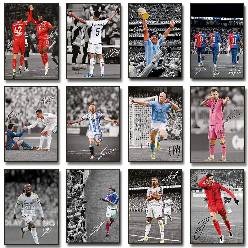 Quadros em Tela de Estrelas de Futebol | Decoração e Arte de Parede Premium