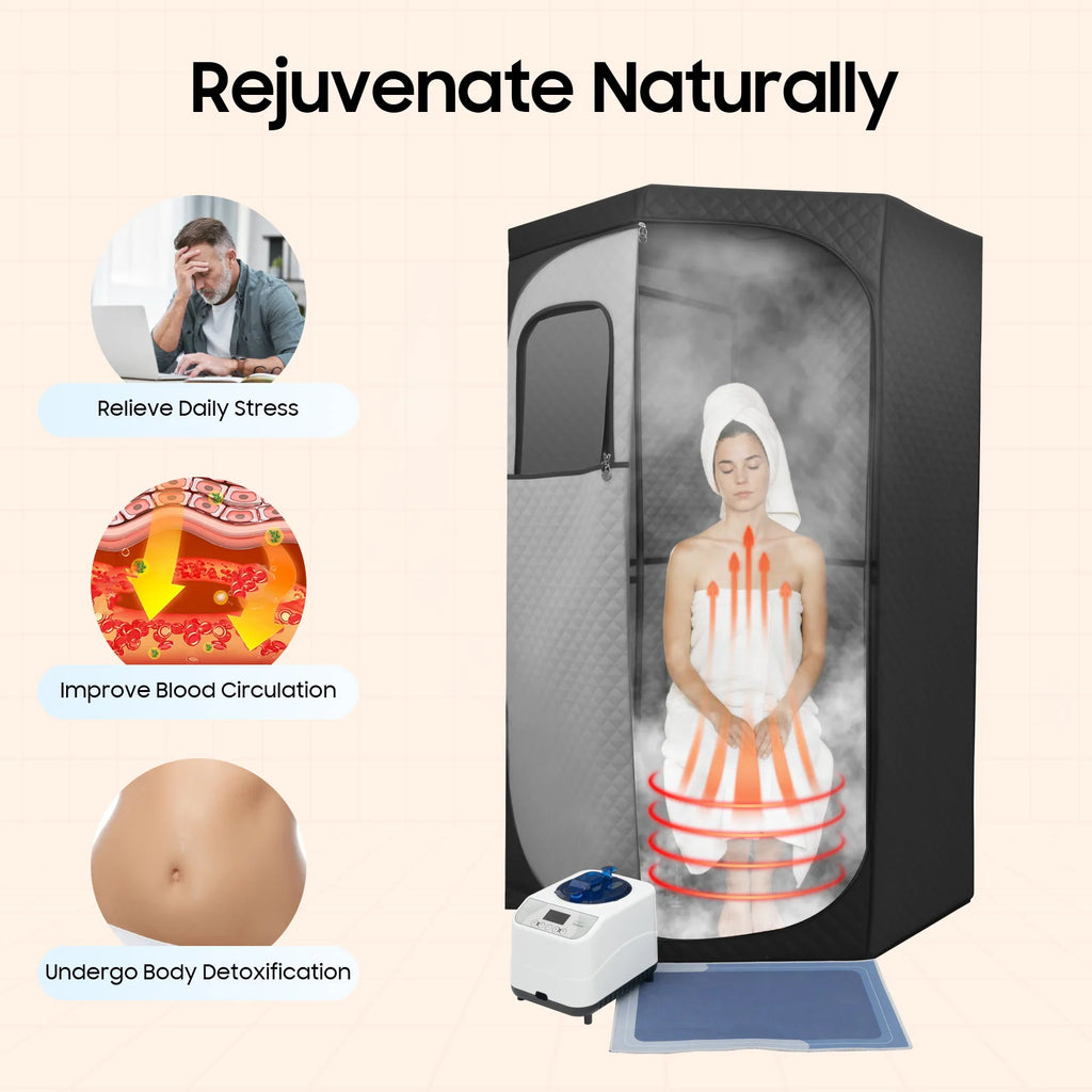 Sauna de Vapor Portátil 3L (1350W) | Desintoxicação e Relaxamento em Casa